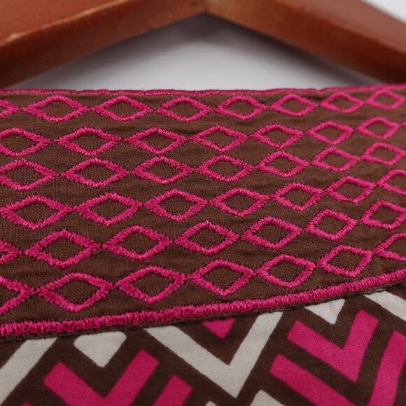 Vineyard Vines Peasant Top Womens XS Pink Geo Print Tunic Embroidered Mod 70s - Picture 7 of 15